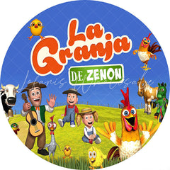 Lofaris Outdoor Cartoon Themed Farm Birthday Round Backdrop