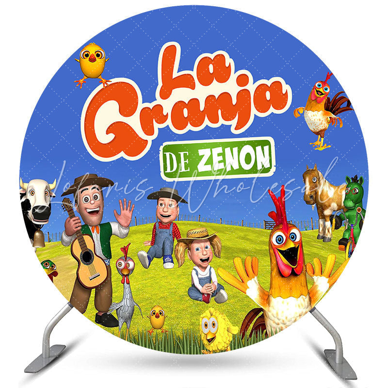 Lofaris Outdoor Cartoon Themed Farm Birthday Round Backdrop
