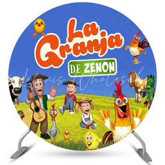 Lofaris Outdoor Cartoon Themed Farm Birthday Round Backdrop