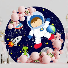 Outer Space Astronaut Round Backdrop For Adventure Party