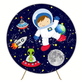 Outer Space Astronaut Round Backdrop For Adventure Party