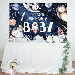 Lofaris Outer Space Planet Animals Baby Shower Backdrop