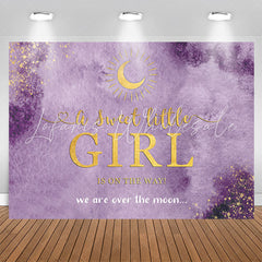 Lofaris Over The Moon Purple Baby Shower Backdrop For Girl