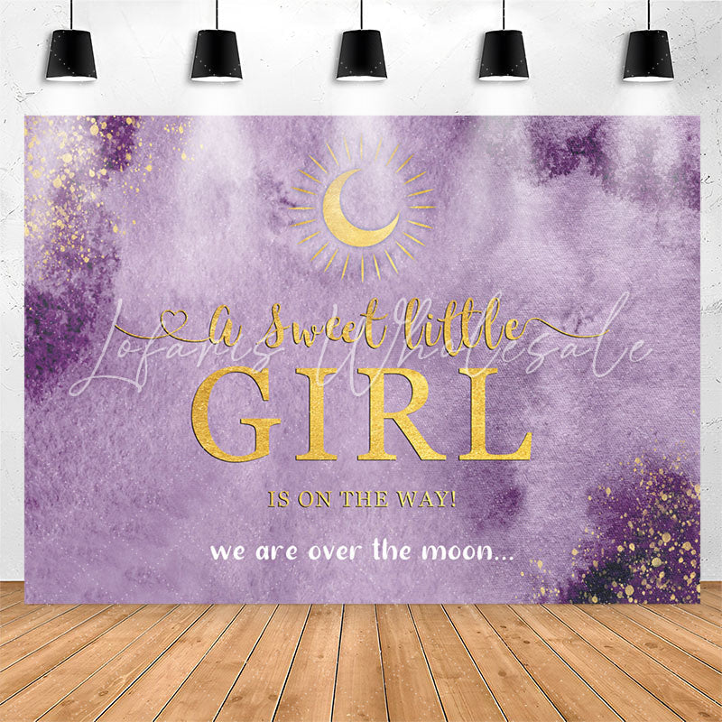 Lofaris Over The Moon Purple Baby Shower Backdrop For Girl
