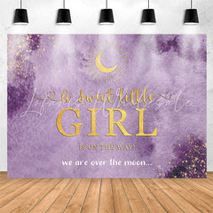 Lofaris Over The Moon Purple Baby Shower Backdrop For Girl
