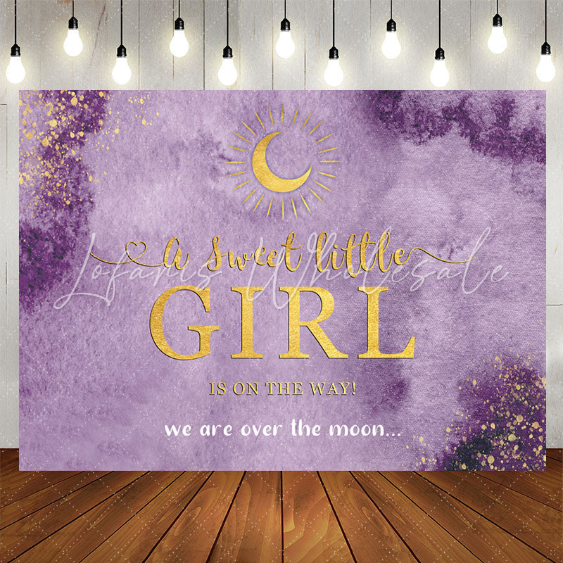 Lofaris Over The Moon Purple Baby Shower Backdrop For Girl