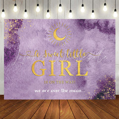 Lofaris Over The Moon Purple Baby Shower Backdrop For Girl