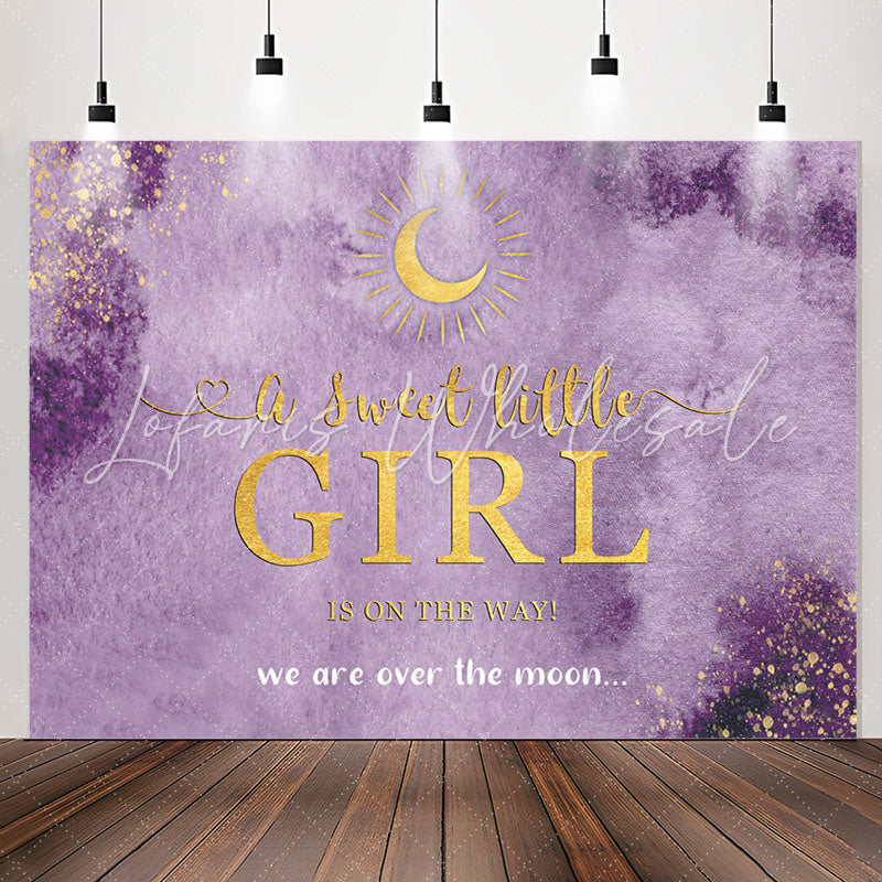 Lofaris Over The Moon Purple Baby Shower Backdrop For Girl