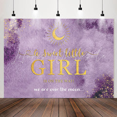 Lofaris Over The Moon Purple Baby Shower Backdrop For Girl