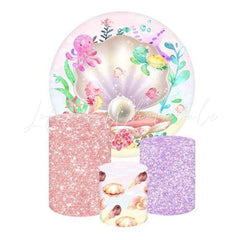 Oyster Themed Round Backdrop and Cylinders Kit for Events
