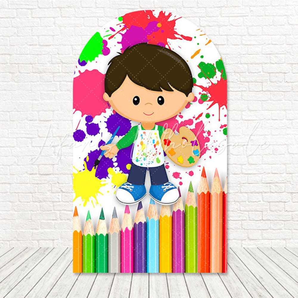Painting Time Boy Color Splash Arch Backdrop For Craft Event
