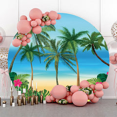 Lofaris Palm Trees Plant Floral Hawaii Beach Round Backdrop