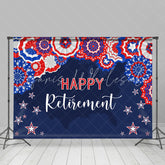 Lofaris Paper Flowers Stars Blue Happy Retirement Backdrop