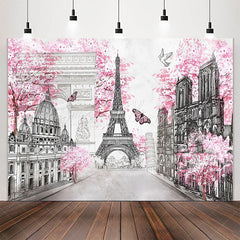 Lofaris Paris Eiffel Tower Pink Street Landscape Backdrop