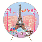 Paris Love Round Backdrop for Romantic Themed Party