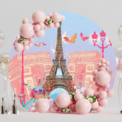 Paris Love Round Backdrop for Romantic Themed Party