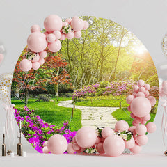 Park Garden Round Backdrop for Outdoor Celebration Event