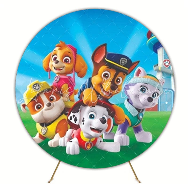 Paw Patrol Adventure Round Backdrop For Kids Birthday Party