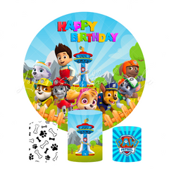Paw Patrol Birthday Party Round Backdrop Cover Plinth Cylinder Pedestal Cloth Cover