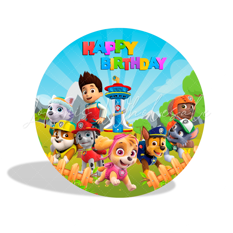 Paw Patrol Birthday Party Round Backdrop Cover Plinth Cylinder Pedestal Cloth Cover