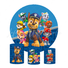 Paw Patrol Birthday Party Round Backdrop Cover Plinth Cylinder Pedestal Cover