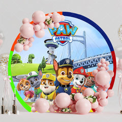 Paw Patrol Colorful Police Dogs Round Birthday Backdrop