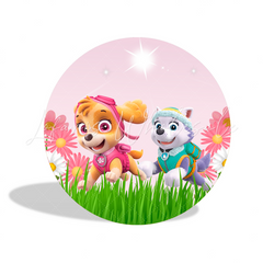 Paw Patrol Pink Birthday Party Round Backdrop Cover Plinth Cylinder Pedestal Cloth Cover