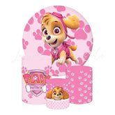 Paw Patrol Pink Themed Round Backdrop and Cylinder Cover Kit