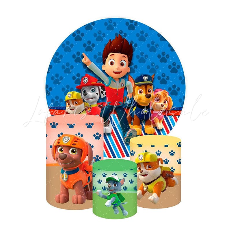 Paw Patrol Themed Round Backdrop and Cylinders Kit for Kids
