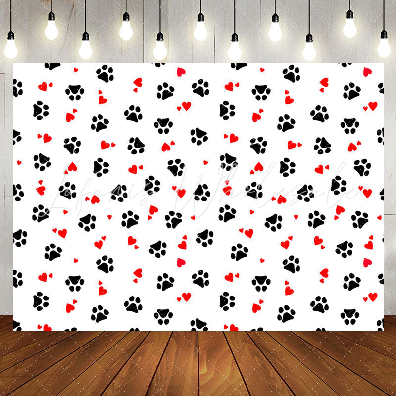 Lofaris Paw Print Heart Patterns Step And Repeat Backdrop