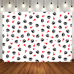 Lofaris Paw Print Heart Patterns Step And Repeat Backdrop