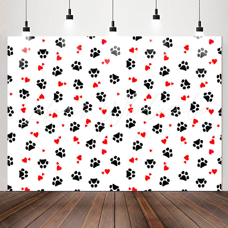Lofaris Paw Print Heart Patterns Step And Repeat Backdrop