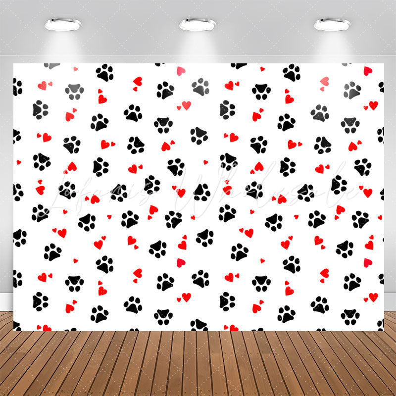 Lofaris Paw Print Heart Patterns Step And Repeat Backdrop