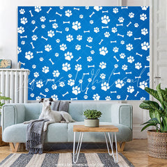 Lofaris Paws And Bones Blue Simple Happy Birthday Backdrop