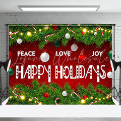 Lofaris Peace Love Happy Holidays Green Plant Xmas Backdrop