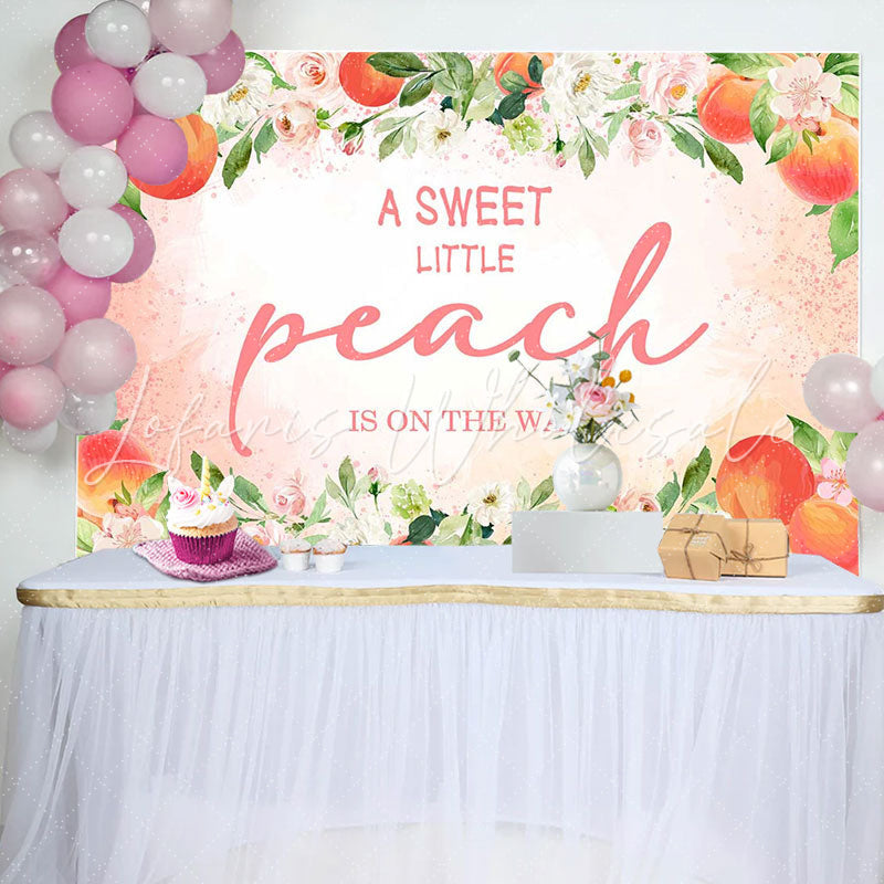 Lofaris Peach Floral Leaves Baby Shower Backdrop For Girl