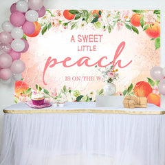 Lofaris Peach Floral Leaves Baby Shower Backdrop For Girl