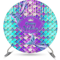 Lofaris Pearl Curtain Purple Cyan Mermaid Circle Backdrop
