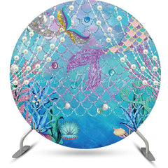 Lofaris Pearl Mermaid Coral Fish Scale Round Party Backdrop