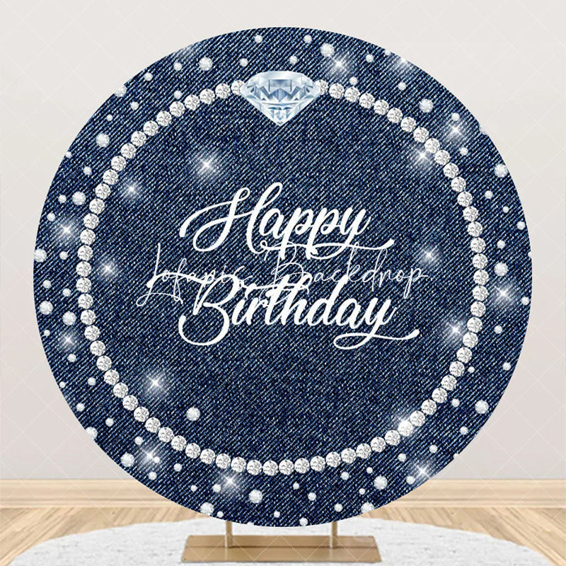 Lofaris Pearl Necklace Diamond Denim Round Birthday Backdrop