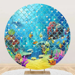 Lofaris Pearl Scale Pattern Undersea Corals Circle Backdrop