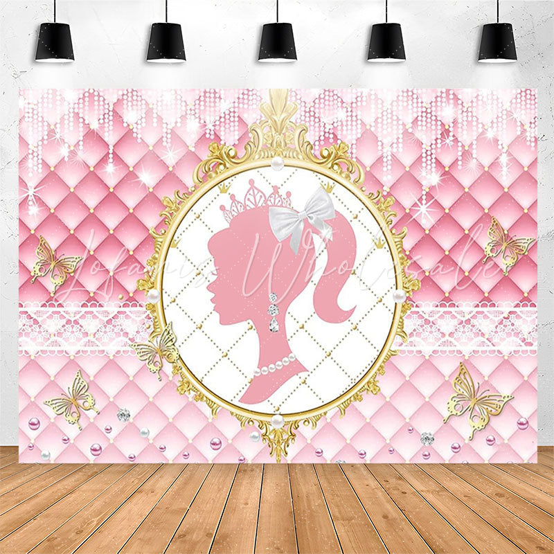 Lofaris Pearls Diamond Princess Glitter Pink Party Backdrop