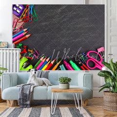 Lofaris Pencils Blackboard Backdrops Classroom Photo for kids