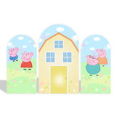 Peppa Pig Theme Birthday Party Arch Backdrop Wall Cloth Cover