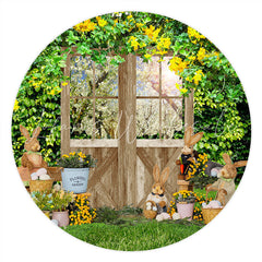 Lofaris Peter Rabbit Floral Garden Happy Easter Round Backdrop