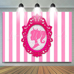 Lofaris Photo Frame Princess Pink Stripe Girl Party Backdrop