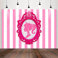 Lofaris Photo Frame Princess Pink Stripe Girl Party Backdrop