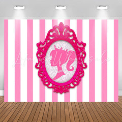 Photo Frame Princess Pink Stripe Girl Party Backdrop