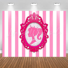 Photo Frame Princess Pink Stripe Girl Party Backdrop