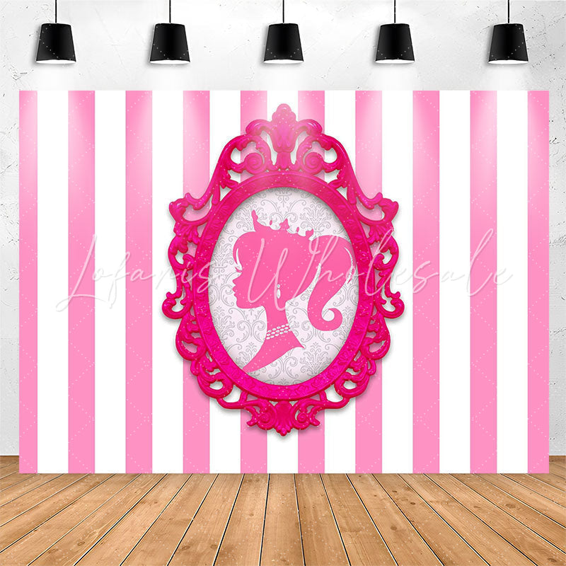 Lofaris Photo Frame Princess Pink Stripe Girl Party Backdrop